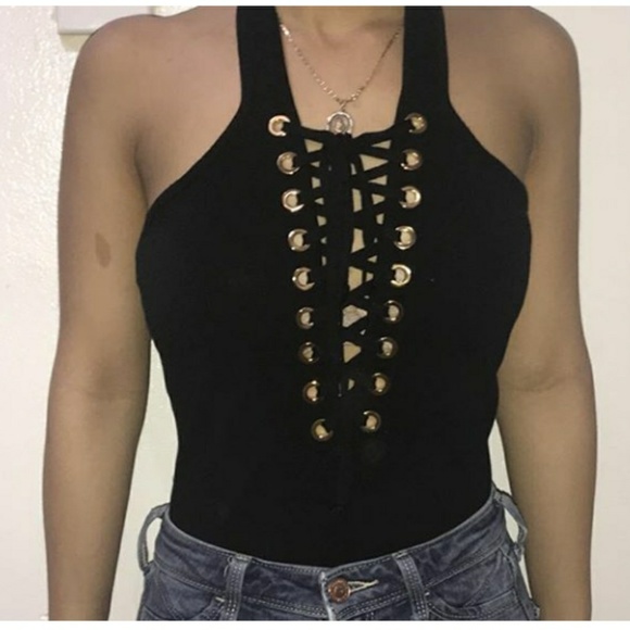 Hera collection Tops - Hera collection lace up Halter bodysuit